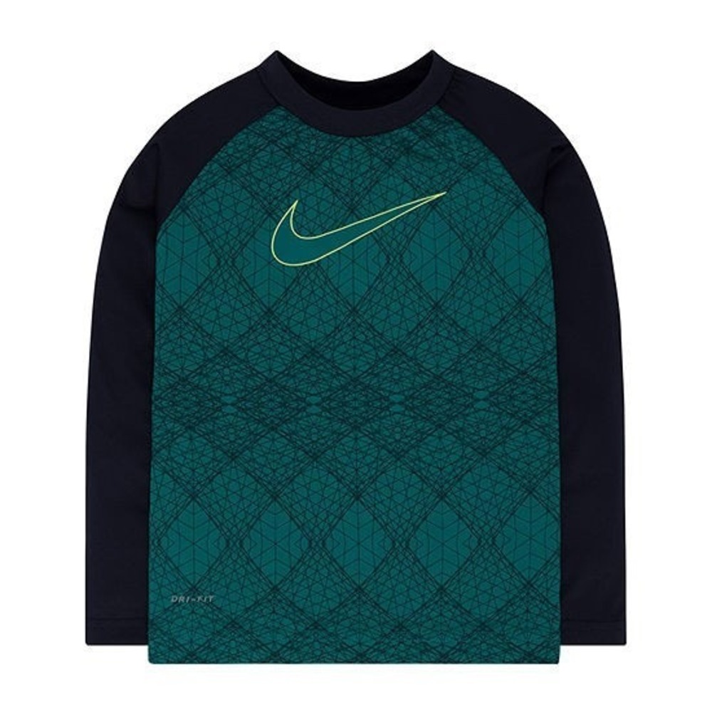 Nike Boys Size 4 Long Sleeve T-Shirt Crew Neck Dry-Fit  Olympic‎ SWOOSH Teal NWT